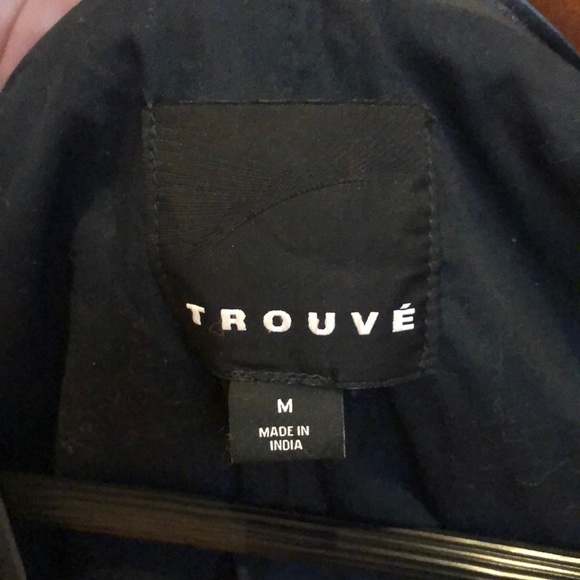 Trouve Navy Blue Waterfall Leather Jacket - Picture 2 of 7